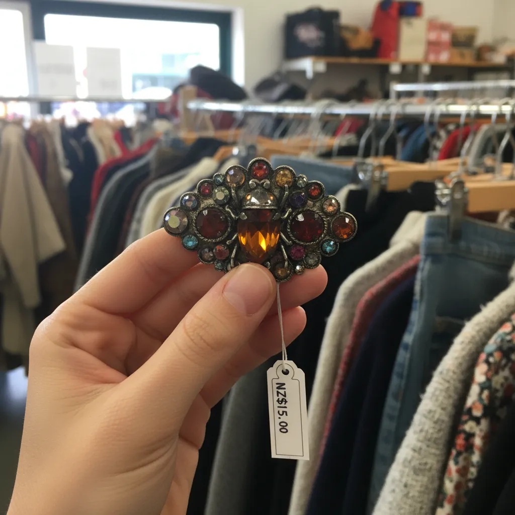 Finding a unique vintage brooch in a New Zealand op shop