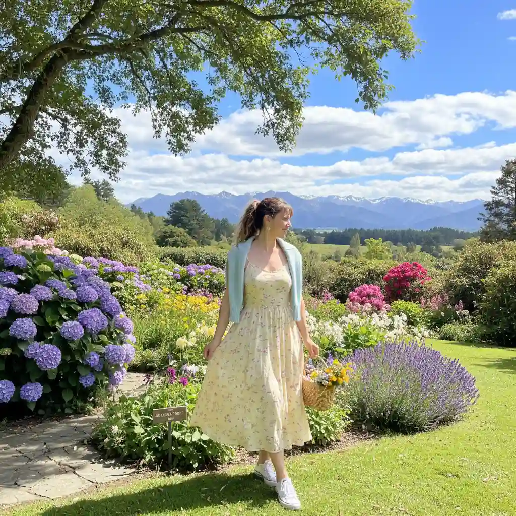 Spring fashion NZ with floral dress and light layers