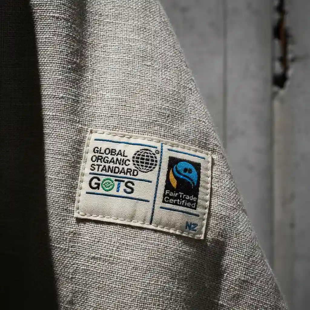 Ethical fashion certification label on a garment