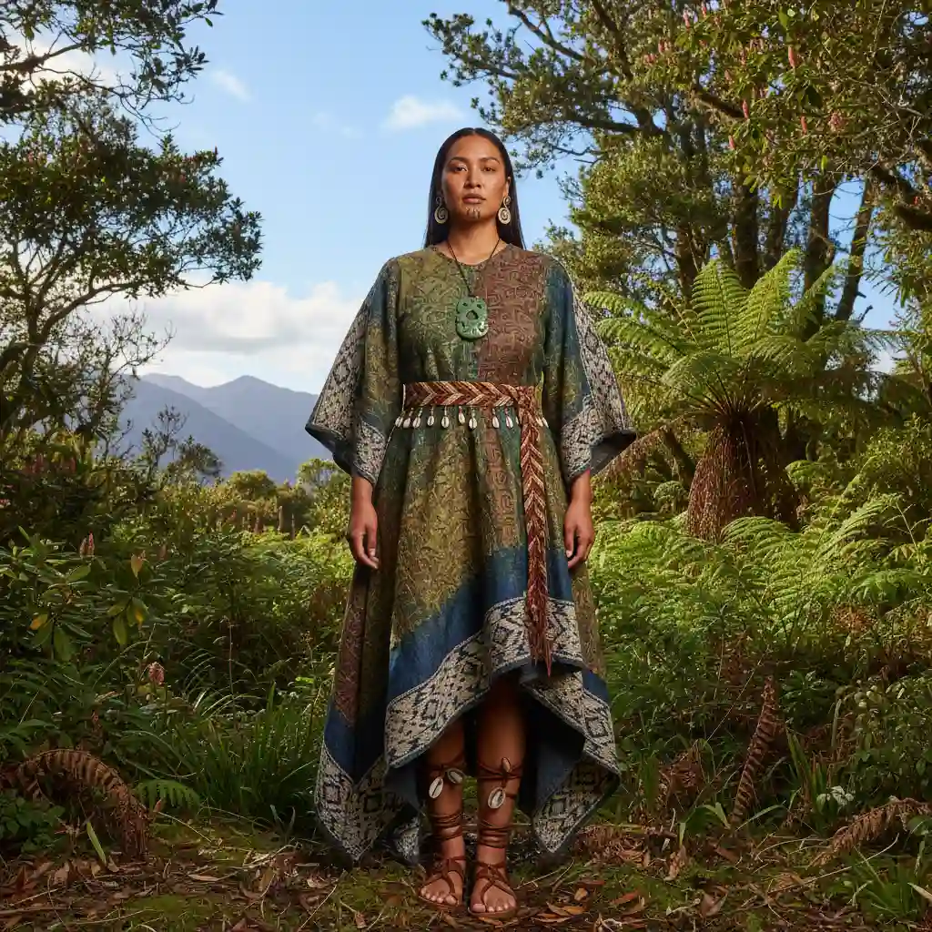 Contemporary Māori fashion with traditional patterns