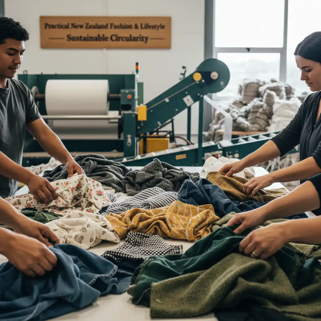 Circular fashion initiatives, textile recycling for eco friendly clothing NZ