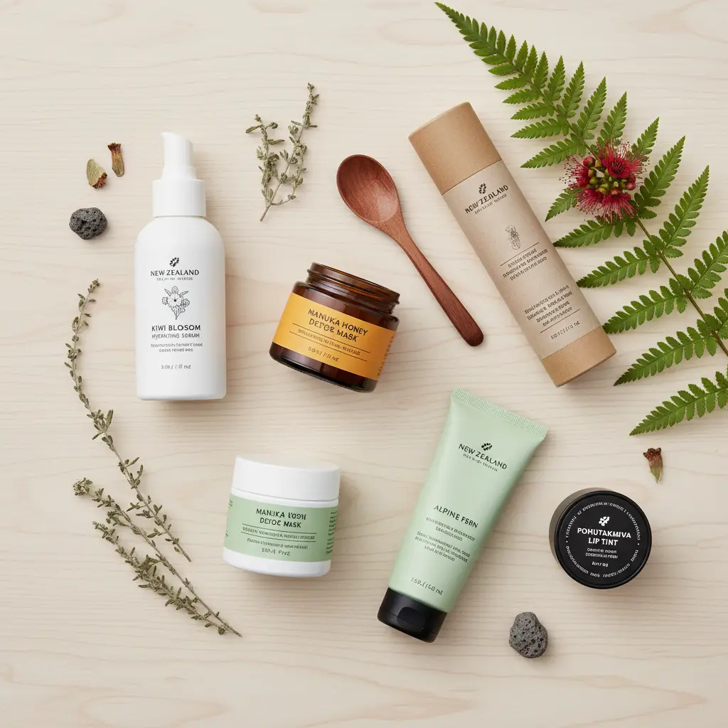 Selection of clean beauty NZ products and natural ingredients