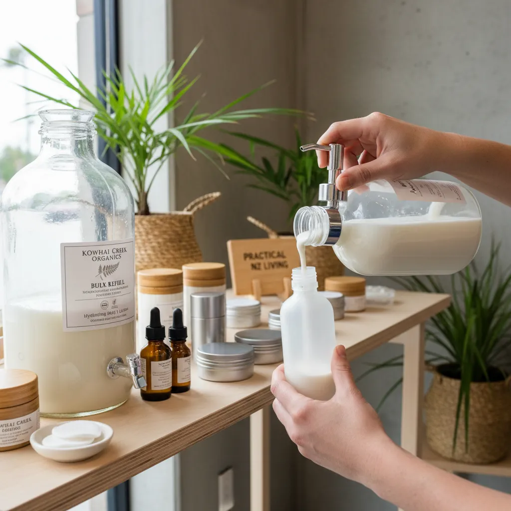 Refillable skincare products at an eco beauty store in NZ