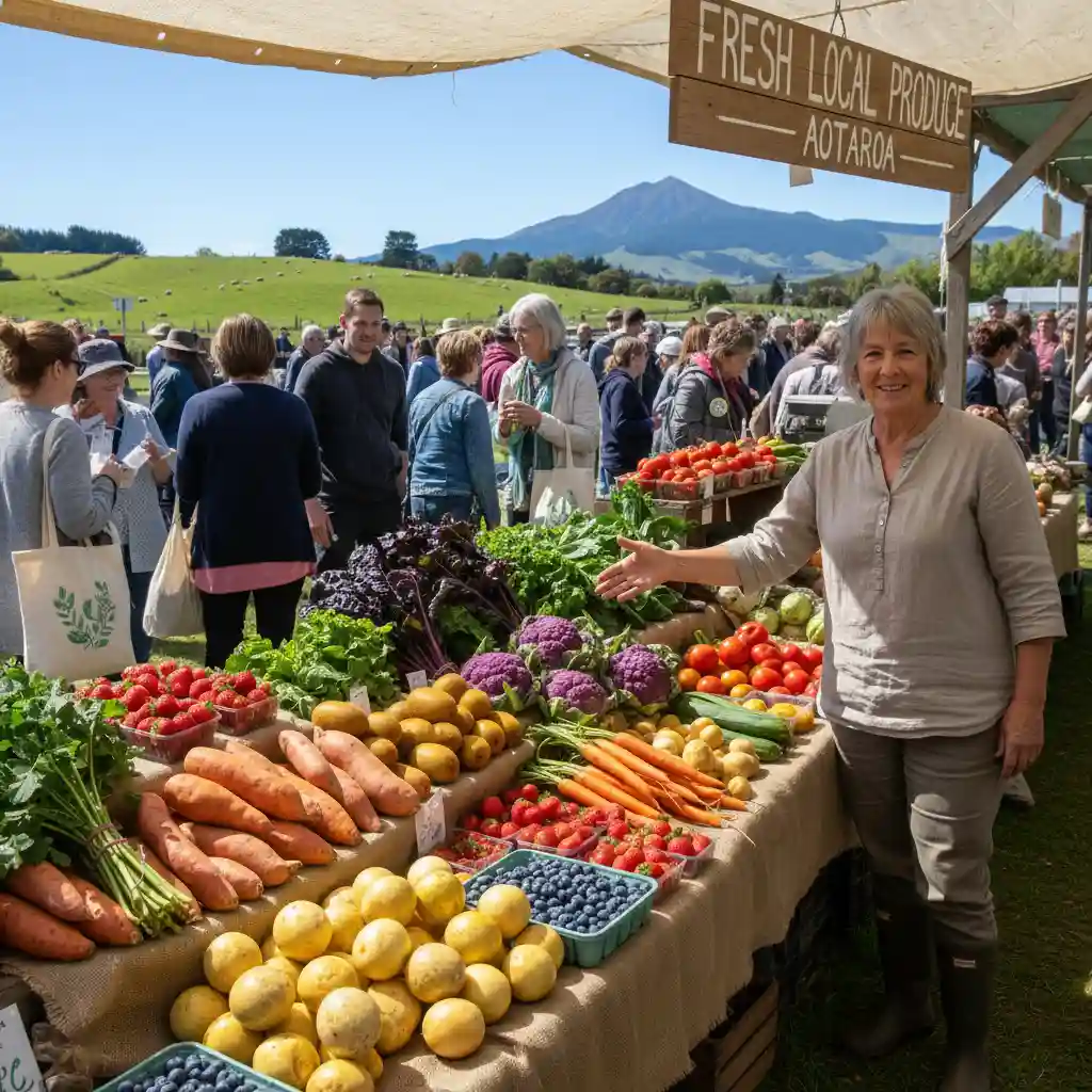 Fresh New Zealand produce at a farmer's market for healthy eating