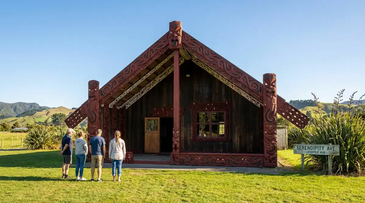Traditional Māori Marae, a community meeting place