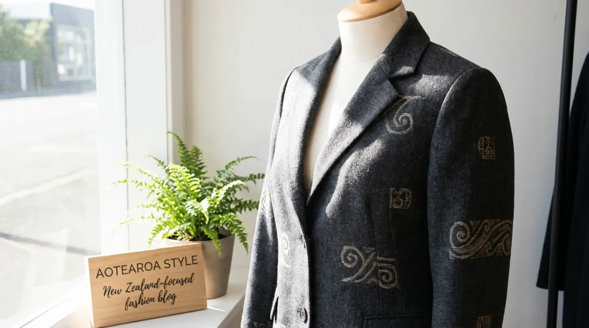 Contemporary NZ fashion with Māori-inspired patterns and craftsmanship