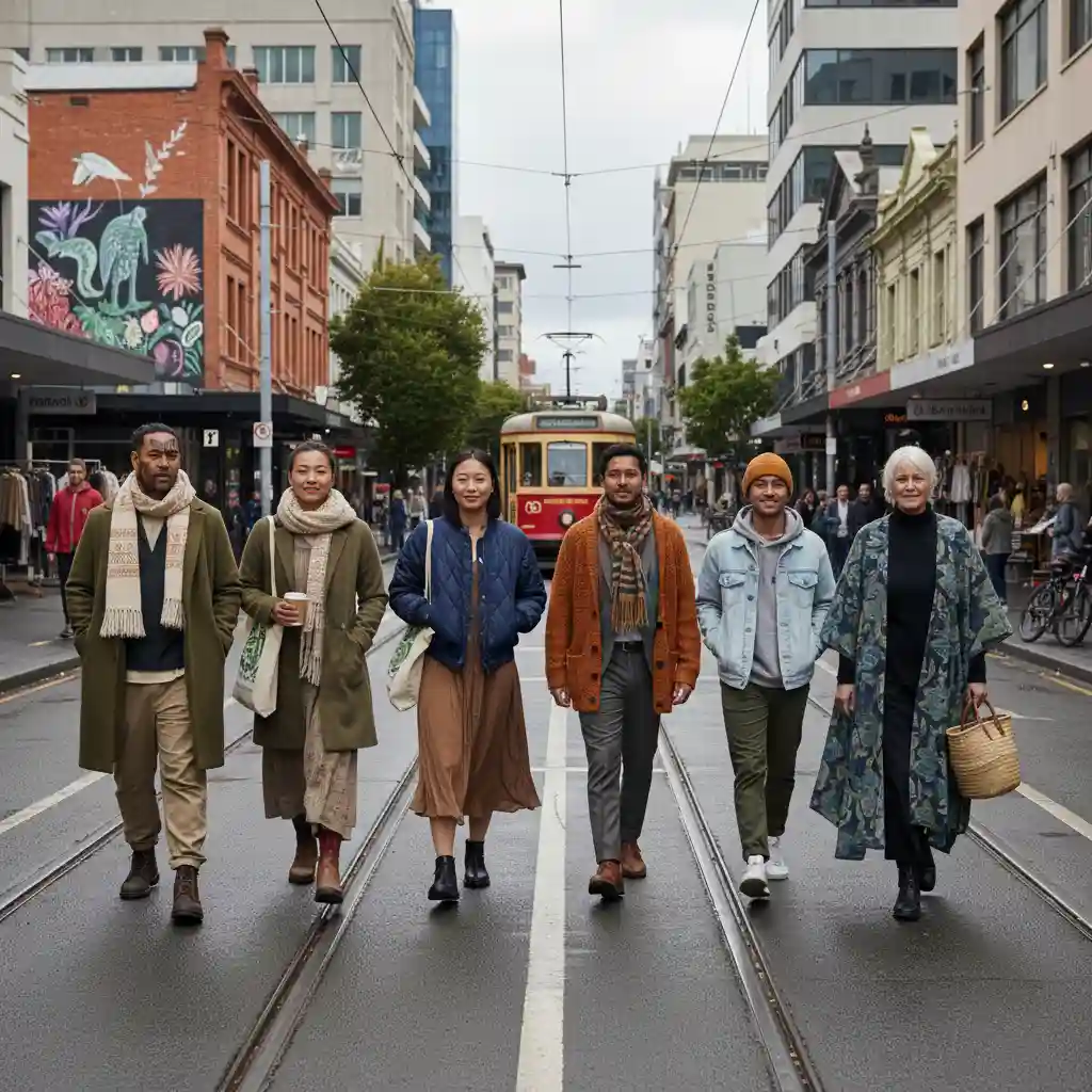 People layering clothes NZ urban street