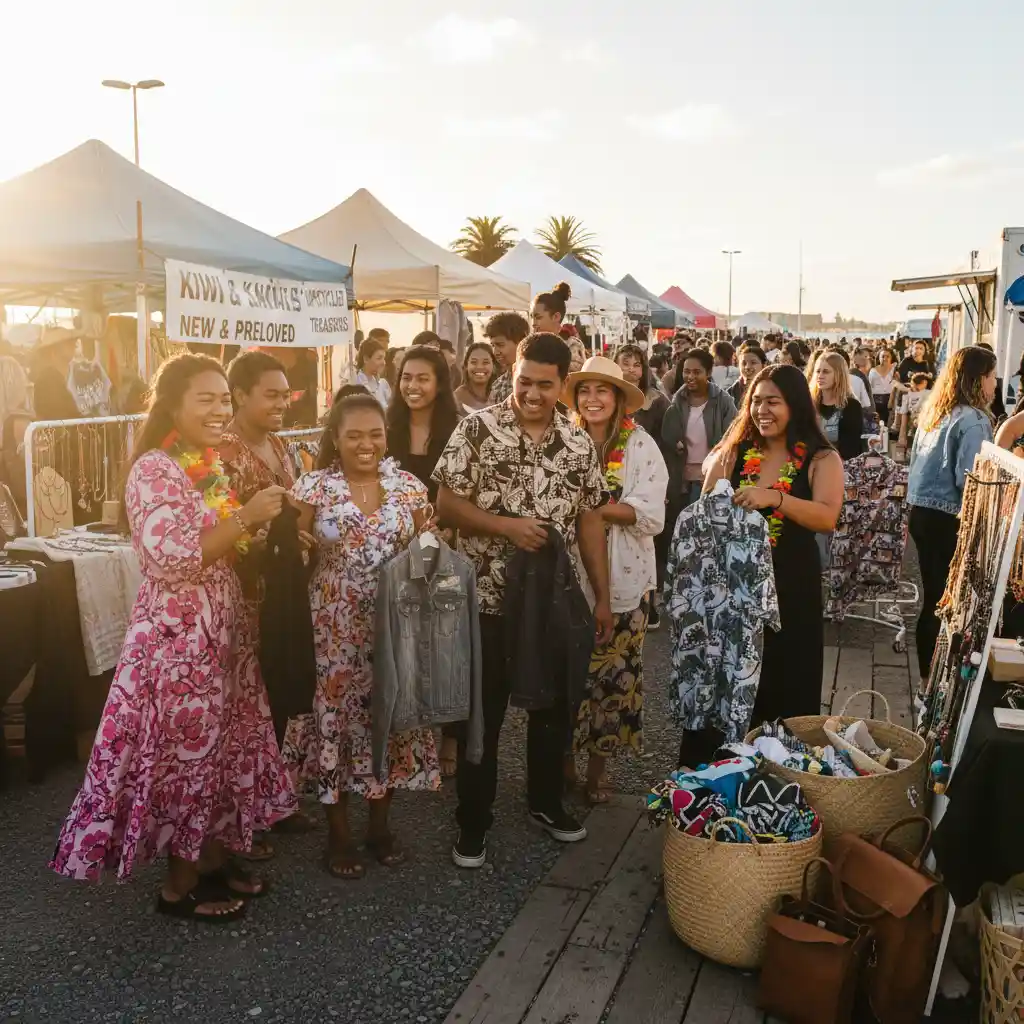 Budget-friendly fashion NZ shoppers at a market