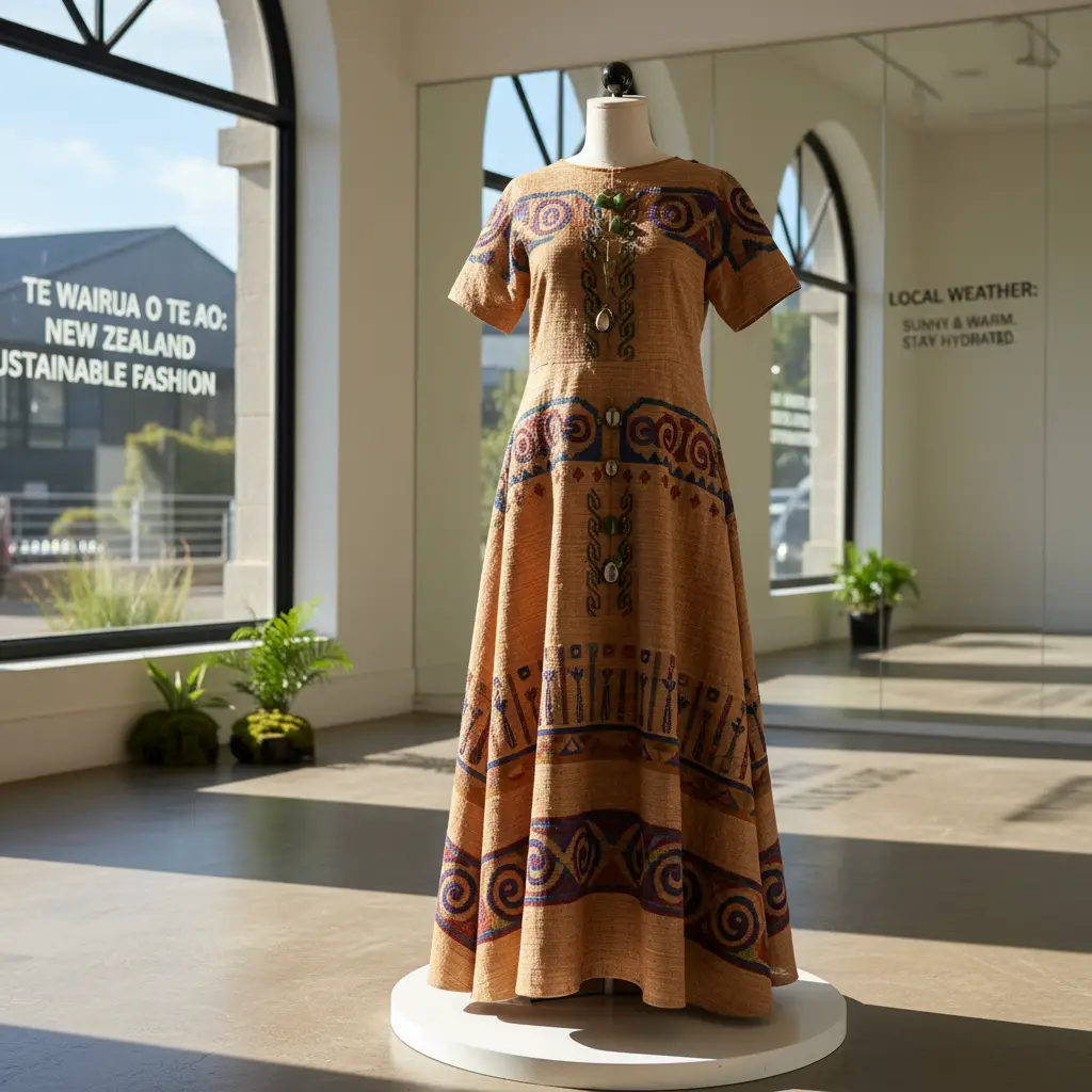 Contemporary fashion showcasing Māori design and patterns in NZ