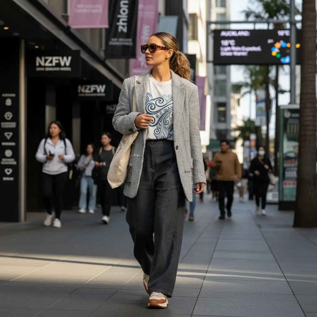 Street style fashion at NZ Fashion Week, reflecting urban and cultural trends
