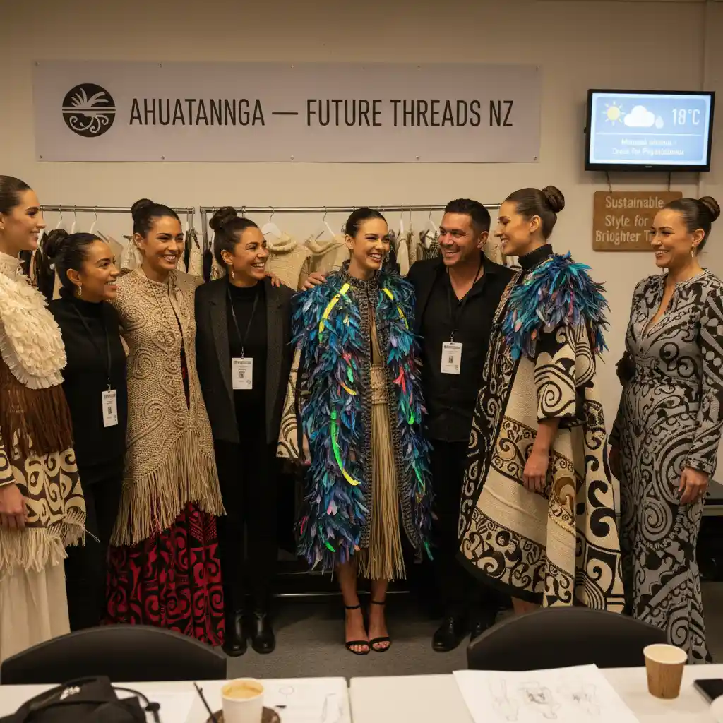 New Zealand Fashion Week designers and models backstage celebrating success