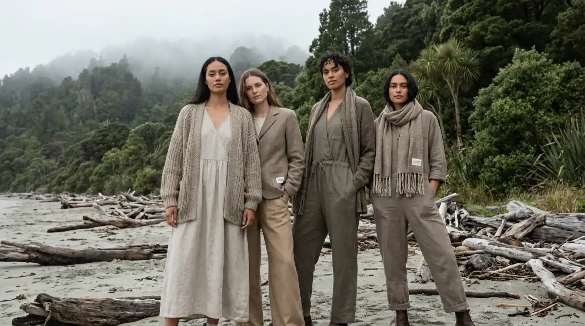 Models wearing ethical New Zealand fashion