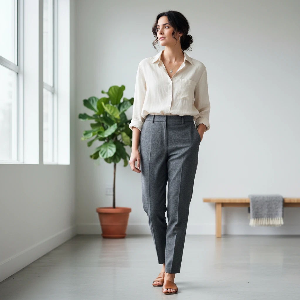 New Zealand woman embracing minimalist fashion with an uncluttered wardrobe