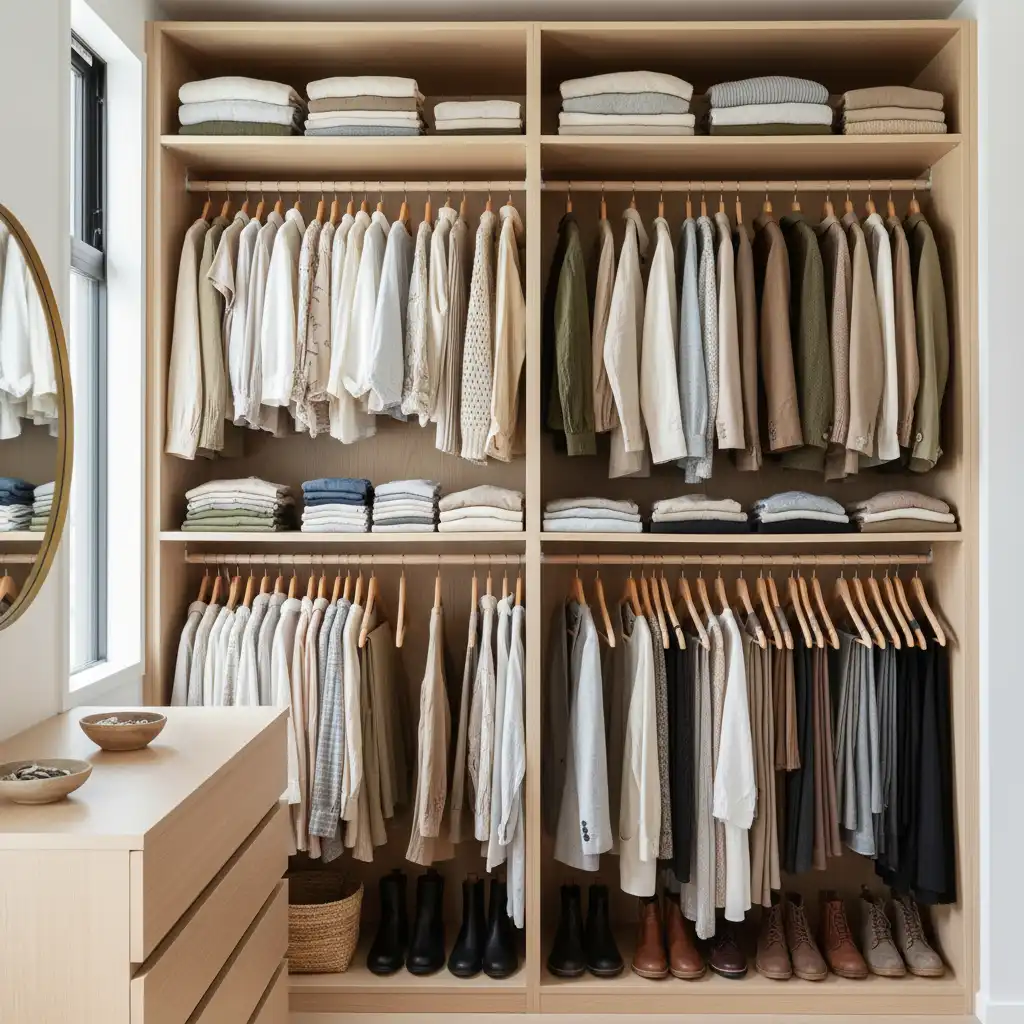Organised minimalist wardrobe
