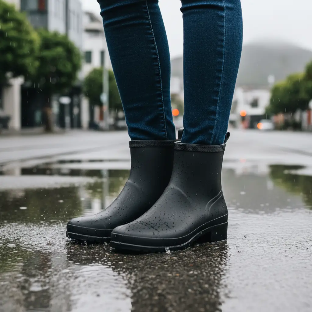 Stylish ankle rain boots for rainy day outfits NZ