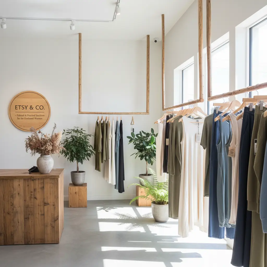 Interior of a sustainable fashion boutique NZ