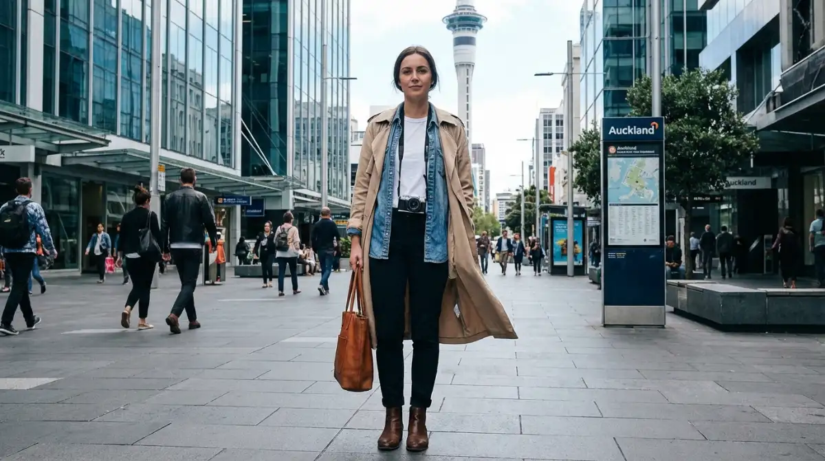 Versatile layered outfit in Auckland urban setting