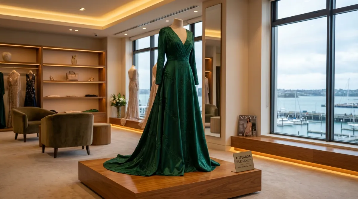 Luxury special occasion dresses in a New Zealand boutique